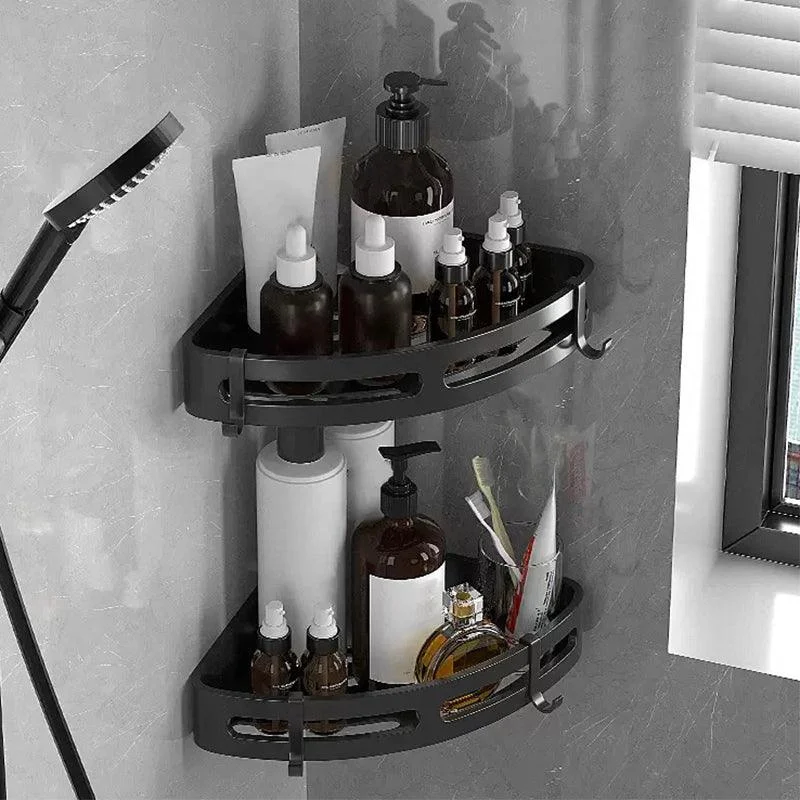 Modern Bath Hardware Set Bath Shelf Silver/Black Bathroom Accessory Kit -Bathlova