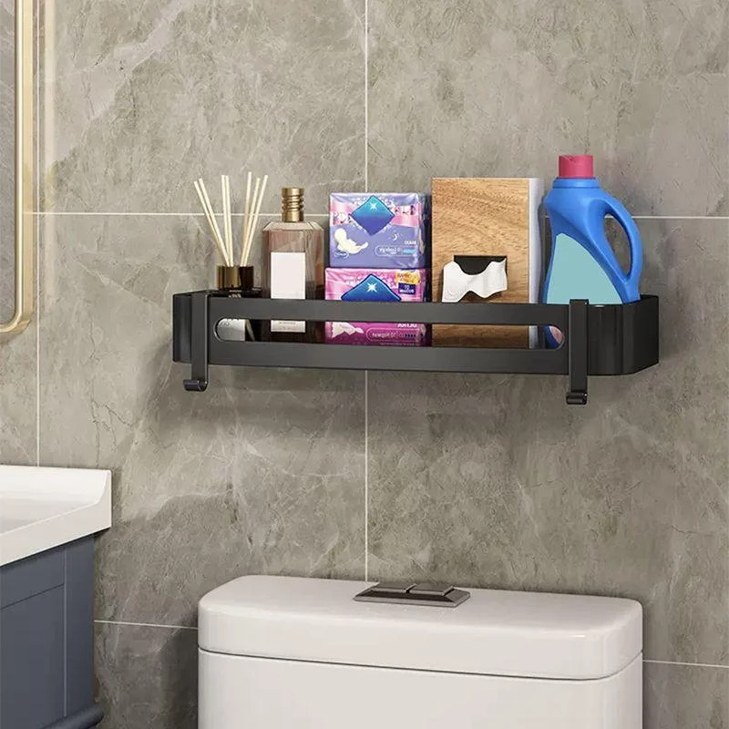 Modern Bath Hardware Set Bath Shelf Silver/Black Bathroom Accessory Kit -Bathlova