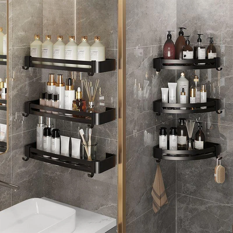 Modern Bath Hardware Set Bath Shelf Silver/Black Bathroom Accessory Kit -Bathlova