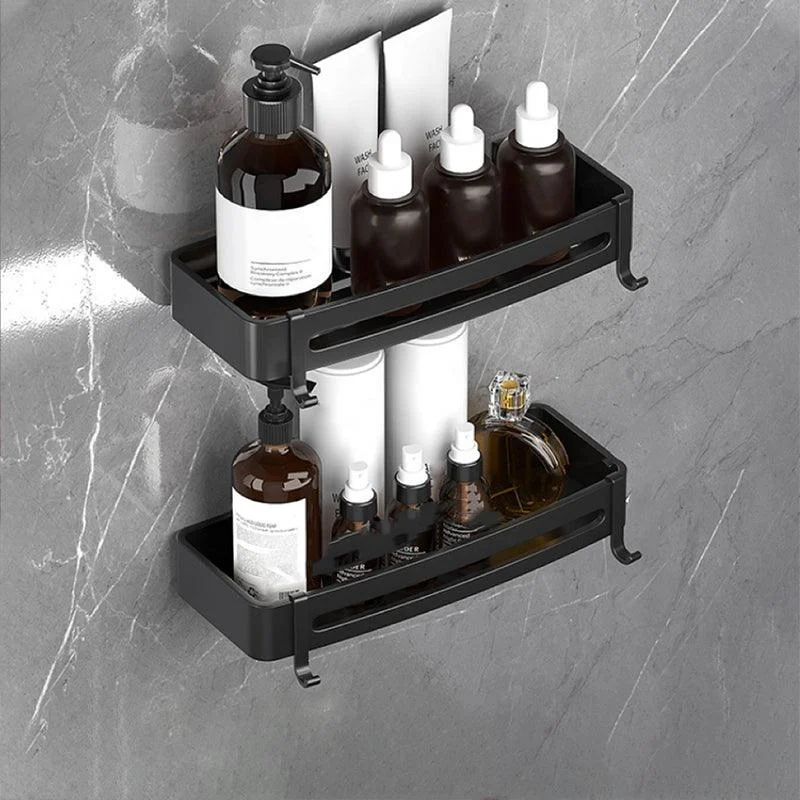 Modern Bath Hardware Set Bath Shelf Silver/Black Bathroom Accessory Kit -Bathlova