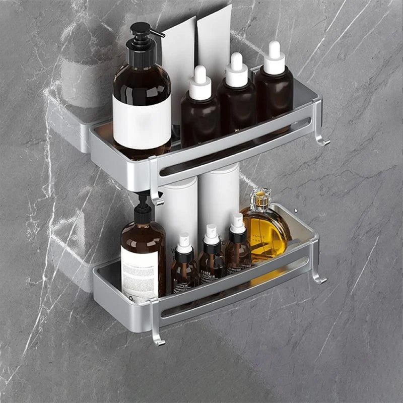 Modern Bath Hardware Set Bath Shelf Silver/Black Bathroom Accessory Kit -Bathlova