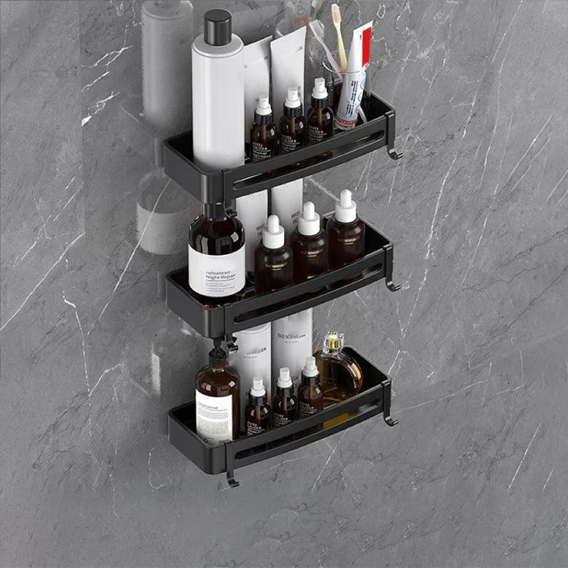 Modern Bath Hardware Set Bath Shelf Silver/Black Bathroom Accessory Kit -Bathlova