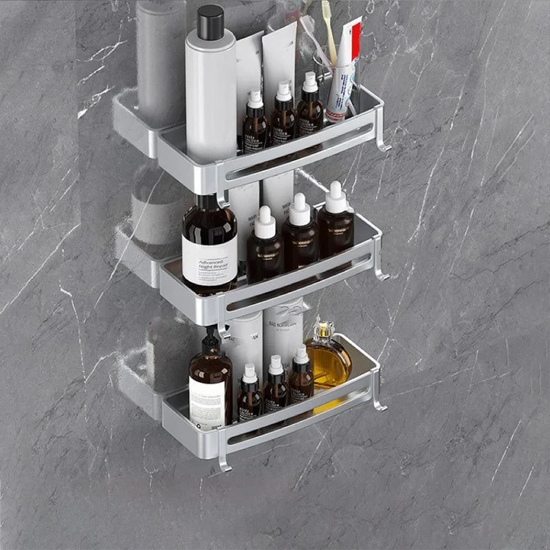 Modern Bath Hardware Set Bath Shelf Silver/Black Bathroom Accessory Kit -Bathlova