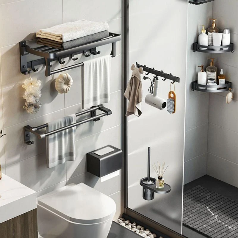 Modern Bath Hardware Set Black Bath Shelf Paper Holder Bathroom Accessory Kit -Bathlova