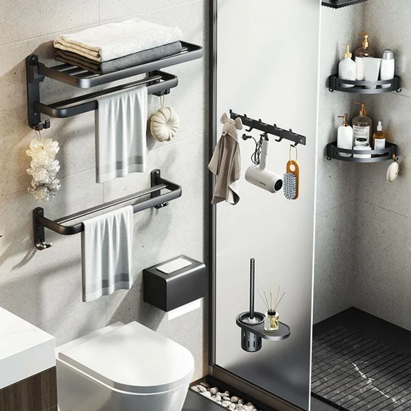 Modern Bath Hardware Set Black Bath Shelf Paper Holder Bathroom Accessory Kit -Bathlova