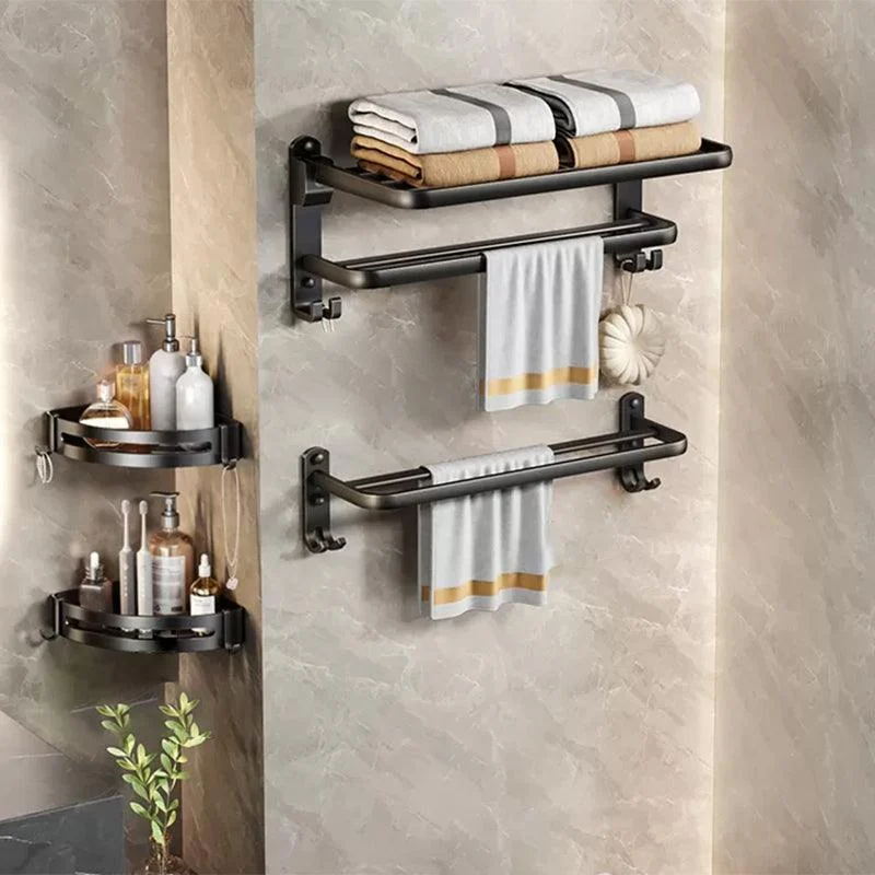 Modern Bath Hardware Set Black Bath Shelf Paper Holder Bathroom Accessory Kit -Bathlova