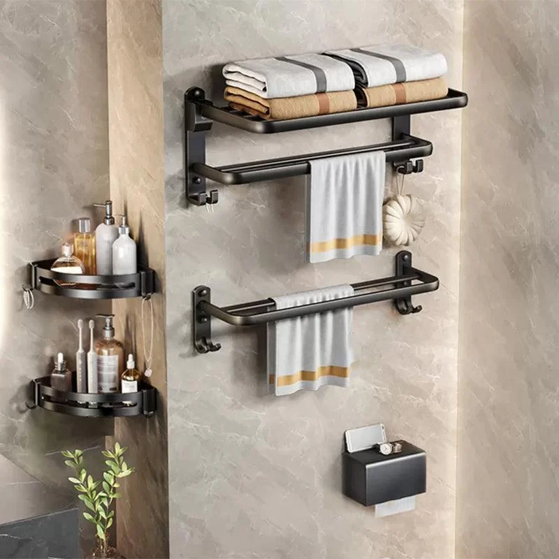 Modern Bath Hardware Set Black Bath Shelf Paper Holder Bathroom Accessory Kit -Bathlova