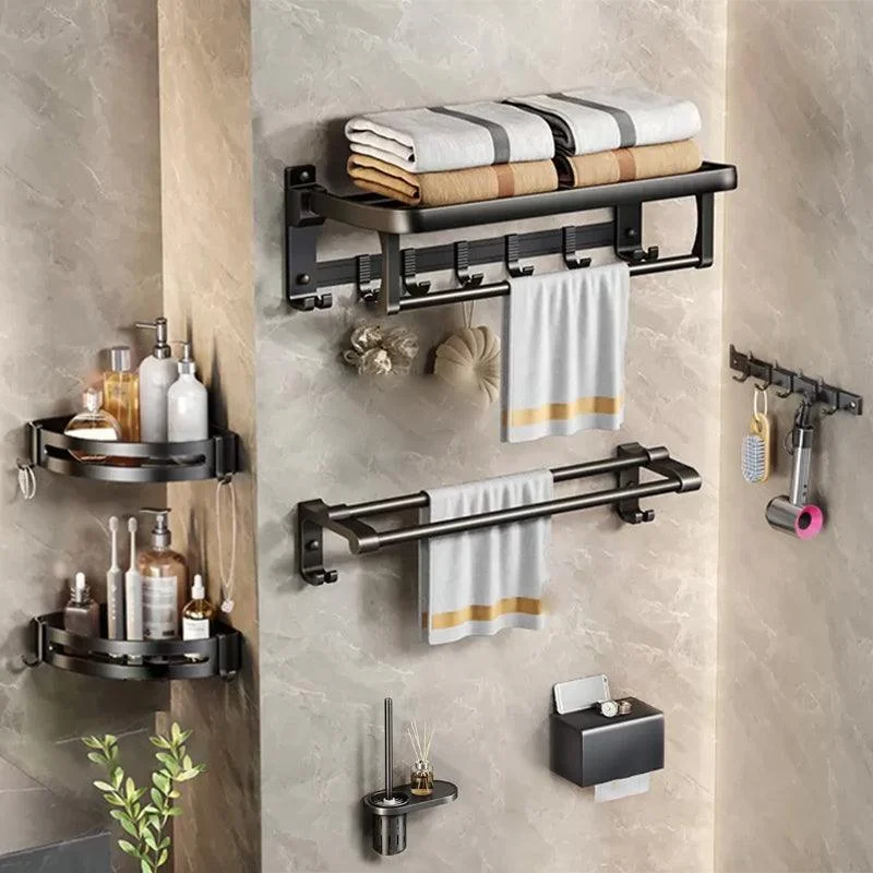 Modern Bath Hardware Set Black Bath Shelf Paper Holder Bathroom Accessory Kit -Bathlova