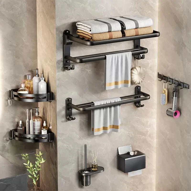 Modern Bath Hardware Set Black Bath Shelf Paper Holder Bathroom Accessory Kit -Bathlova