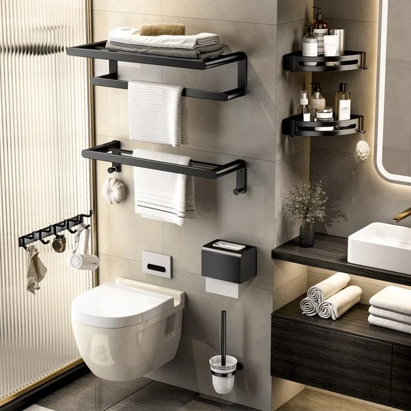 Modern Bath Hardware Set Black Towel Bar Bath Shelf Bathroom Hardware Set -Bathlova