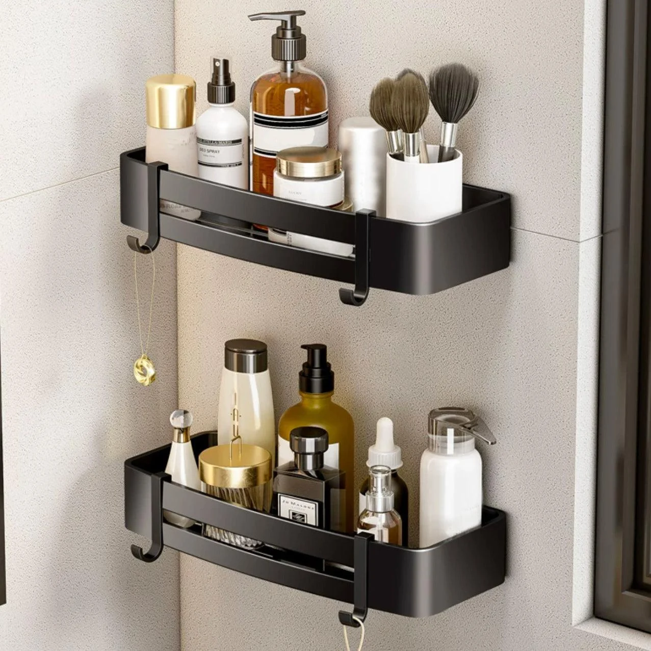 Modern Bath Hardware Set Black Towel Bar Bath Shelf Bathroom Hardware Set -Bathlova