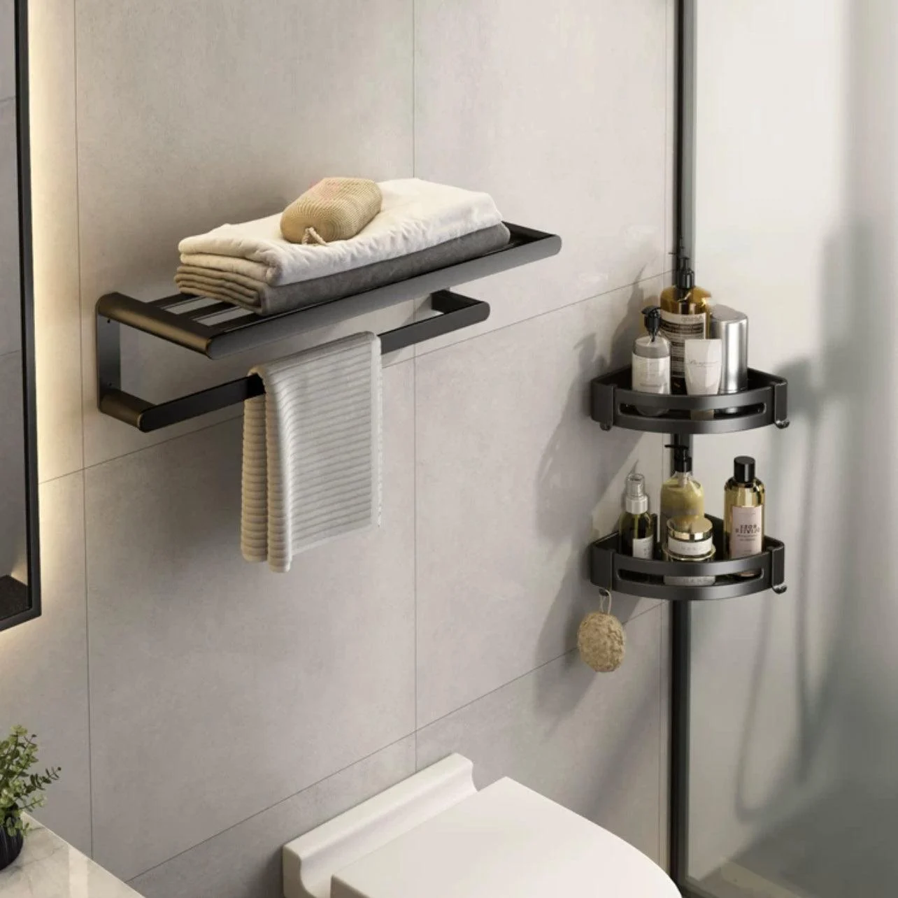 Modern Bath Hardware Set Black Towel Bar Bath Shelf Bathroom Hardware Set -Bathlova