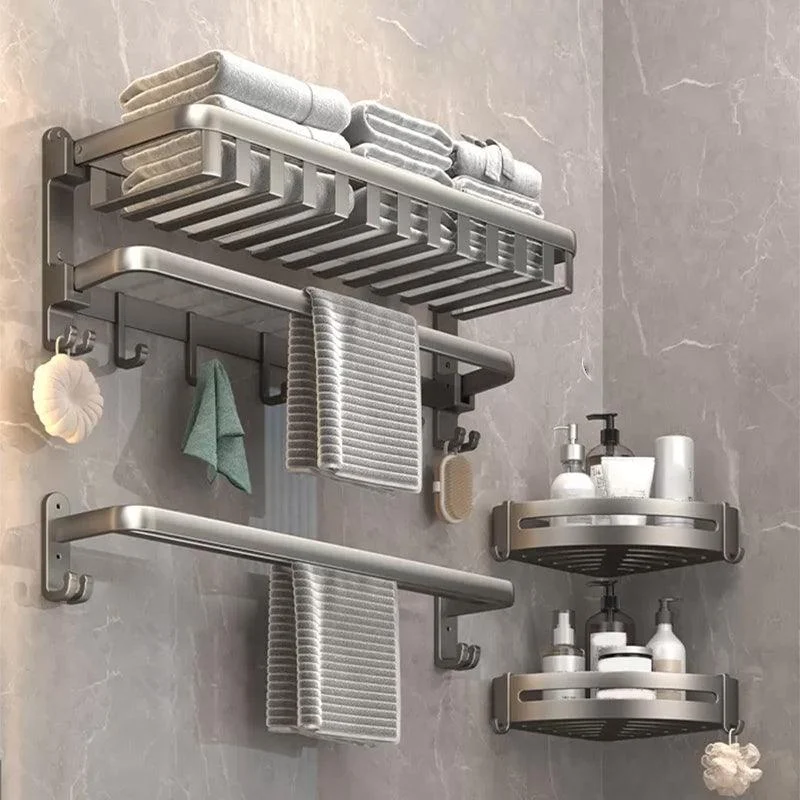 Modern Bath Hardware Set Grey Bath Shelf Paper Holder Bathroom Accessory Kit -Bathlova