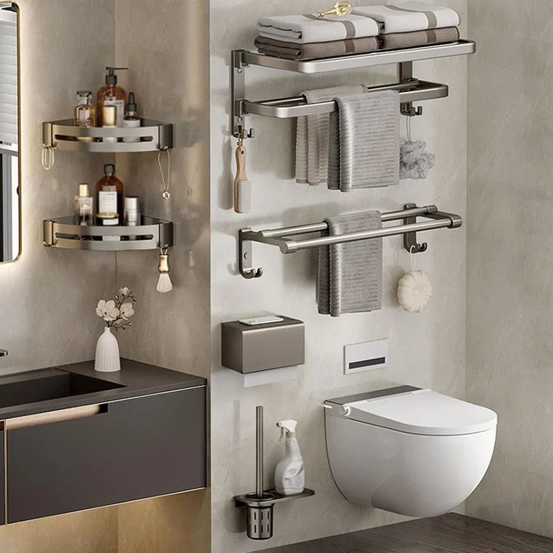 Modern Bath Hardware Set Grey Bath Shelf Paper Holder Bathroom Set -Bathlova