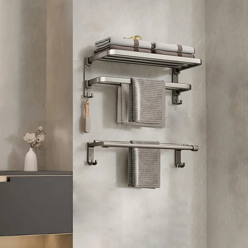 Modern Bath Hardware Set Grey Bath Shelf Paper Holder Bathroom Set -Bathlova