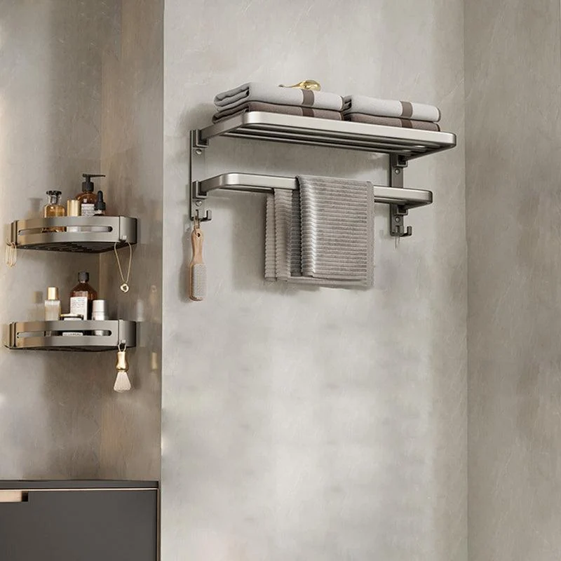 Modern Bath Hardware Set Grey Bath Shelf Paper Holder Bathroom Set -Bathlova