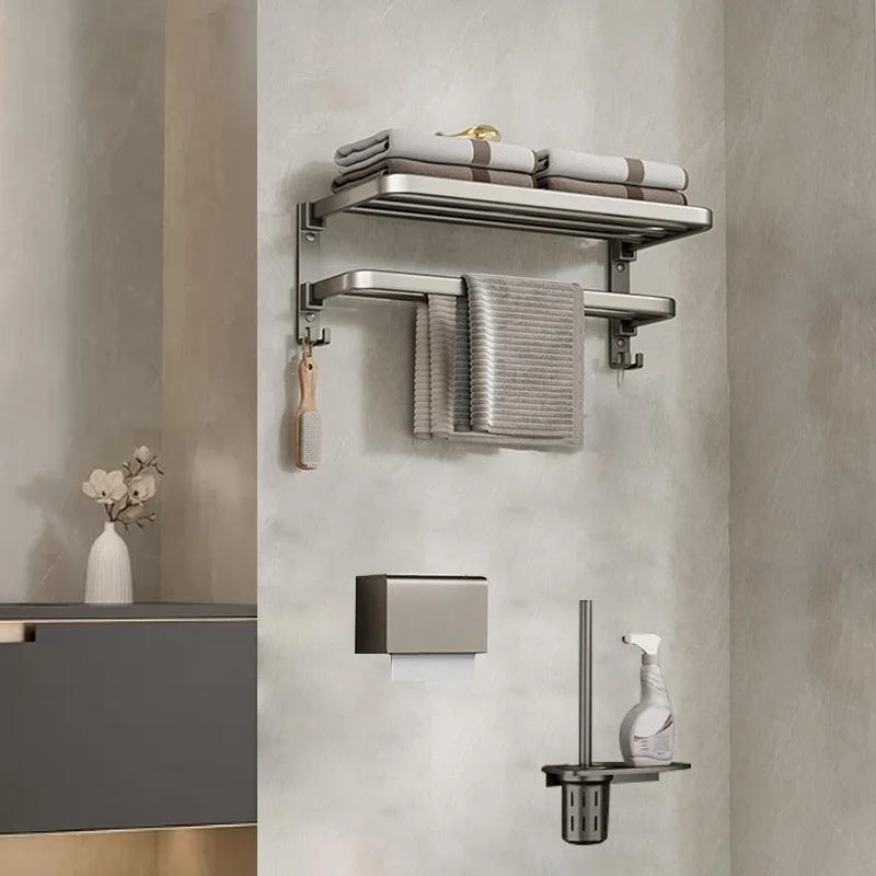 Modern Bath Hardware Set Grey Bath Shelf Paper Holder Bathroom Set -Bathlova