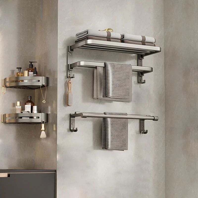 Modern Bath Hardware Set Grey Bath Shelf Paper Holder Bathroom Set -Bathlova