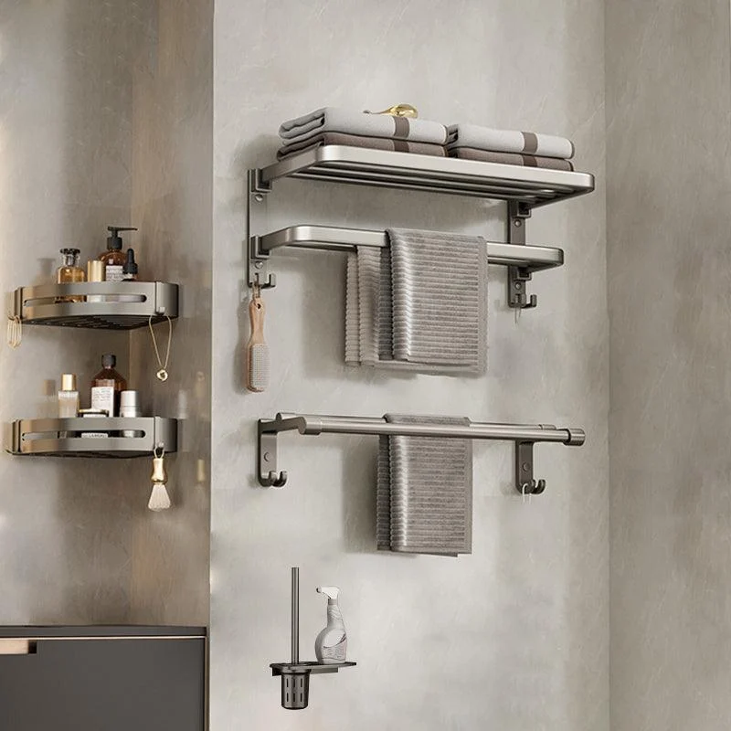 Modern Bath Hardware Set Grey Bath Shelf Paper Holder Bathroom Set -Bathlova