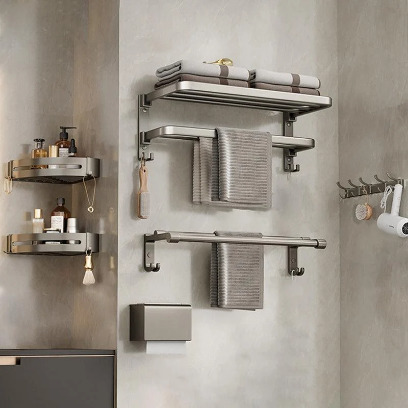 Modern Bath Hardware Set Grey Bath Shelf Paper Holder Bathroom Set -Bathlova