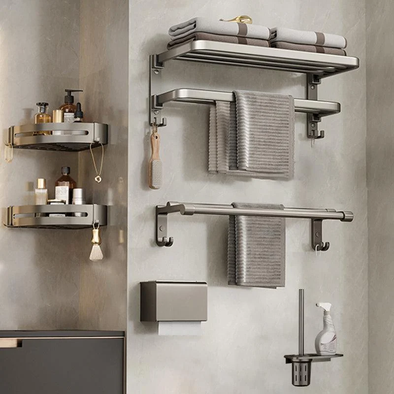 Modern Bath Hardware Set Grey Bath Shelf Paper Holder Bathroom Set -Bathlova