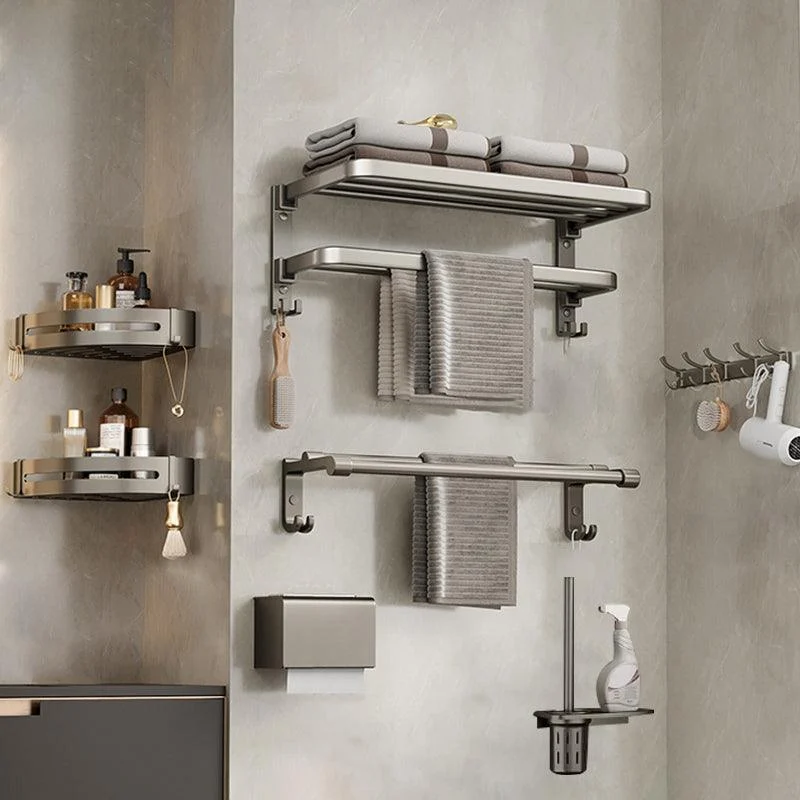 Modern Bath Hardware Set Grey Bath Shelf Paper Holder Bathroom Set -Bathlova