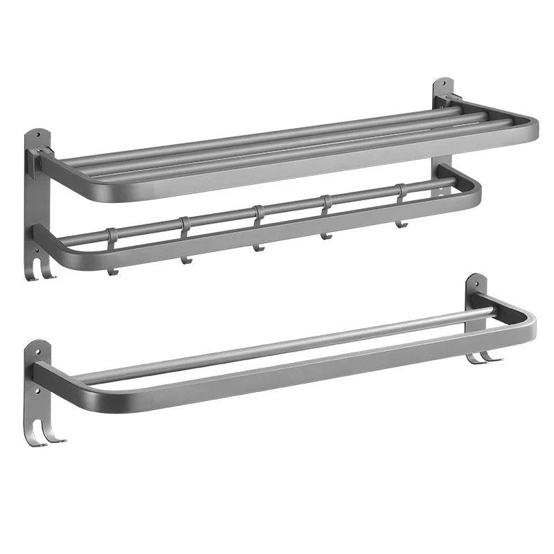 Modern Bath Hardware Set in Stainless Steel Matte Gray Robe Hooks/Towel Bar -Bathlova