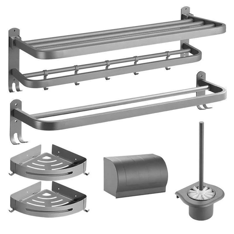 Modern Bath Hardware Set in Stainless Steel Matte Gray Robe Hooks/Towel Bar -Bathlova