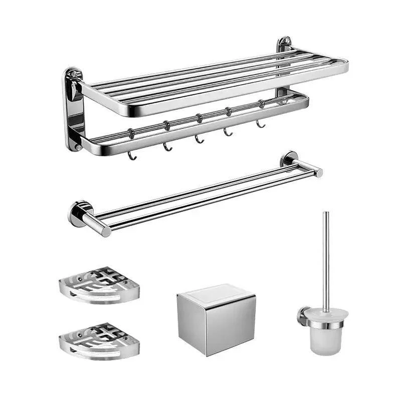 Modern Bath Hardware Set Paper Holder Bath Shelf Silver Bathroom Accessory Kit -Bathlova