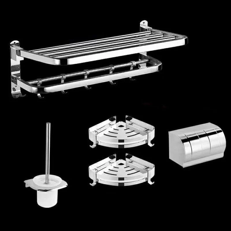 Modern Bath Hardware Set Paper Holder Bath Shelf Silver Bathroom Accessory Kit -Bathlova