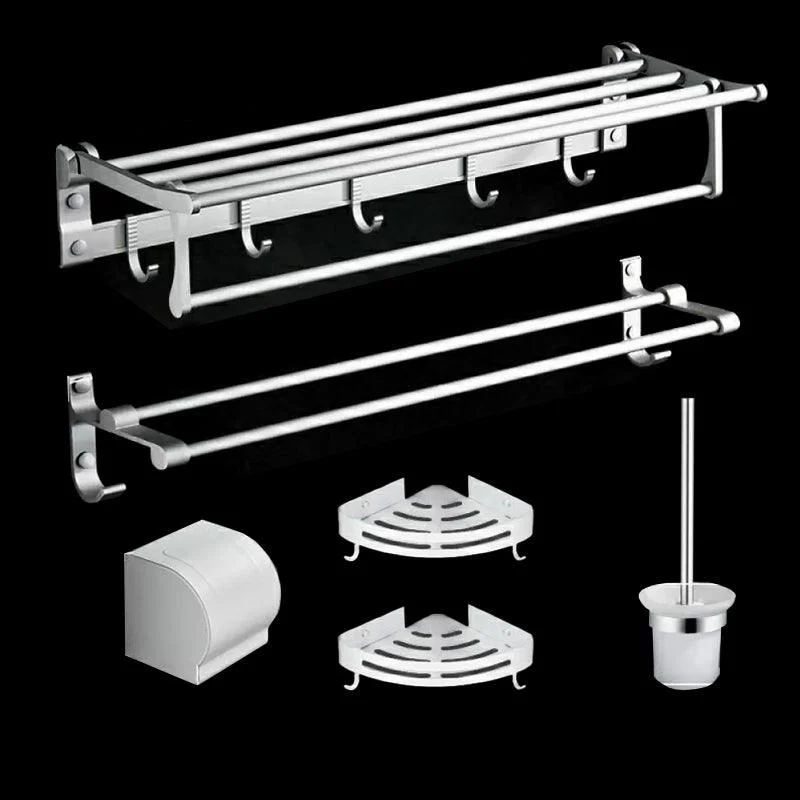 Modern Bath Hardware Set Paper Holder Bath Shelf Silver Bathroom Accessory Kit -Bathlova