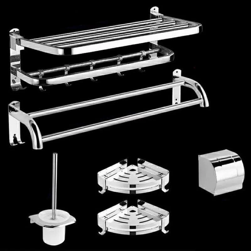 Modern Bath Hardware Set Paper Holder Bath Shelf Silver Bathroom Accessory Kit -Bathlova