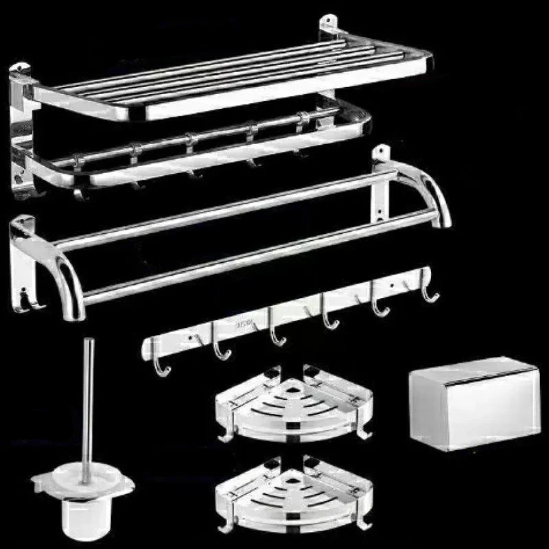 Modern Bath Hardware Set Paper Holder Bath Shelf Silver Bathroom Accessory Kit -Bathlova