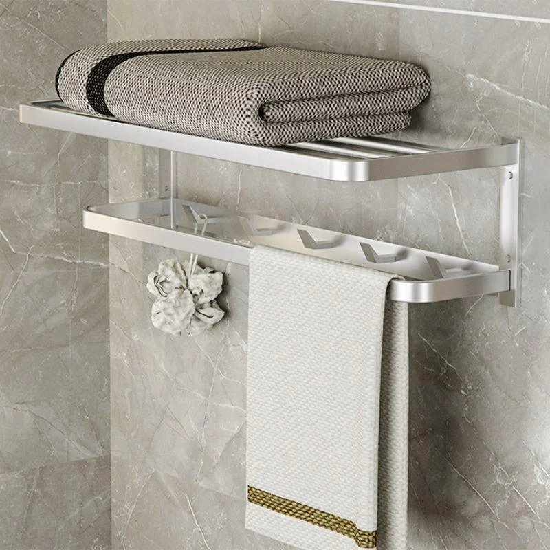 Modern Bath Hardware Set Silver Bath Shelf Towel Bar Bathroom Accessory Kit -Bathlova