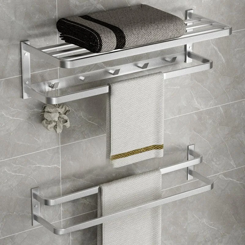 Modern Bath Hardware Set Silver Bath Shelf Towel Bar Bathroom Accessory Kit -Bathlova