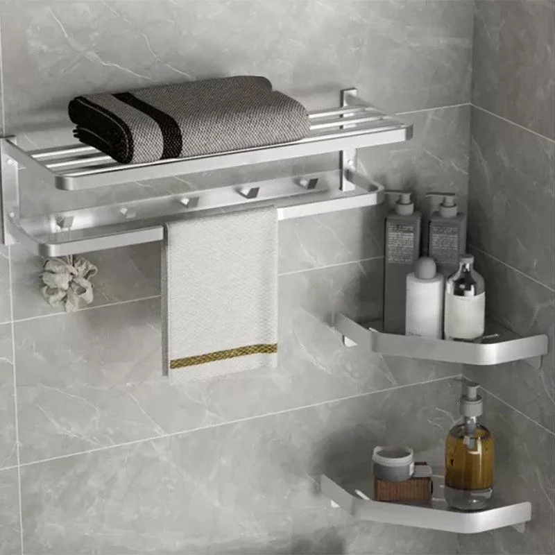 Modern Bath Hardware Set Silver Bath Shelf Towel Bar Bathroom Accessory Kit -Bathlova