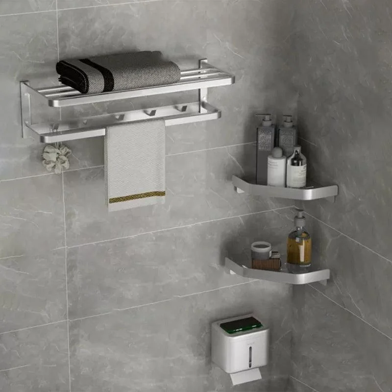 Modern Bath Hardware Set Silver Bath Shelf Towel Bar Bathroom Accessory Kit -Bathlova