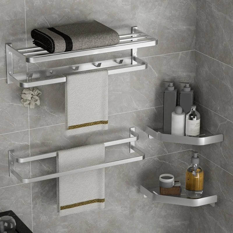 Modern Bath Hardware Set Silver Bath Shelf Towel Bar Bathroom Accessory Kit -Bathlova