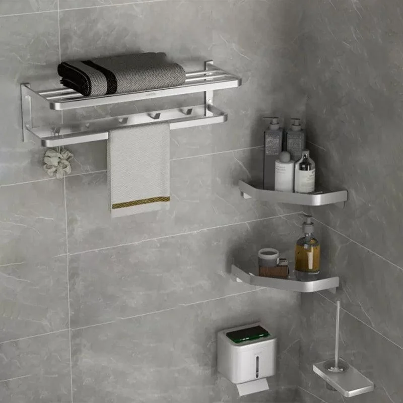 Modern Bath Hardware Set Silver Bath Shelf Towel Bar Bathroom Accessory Kit -Bathlova