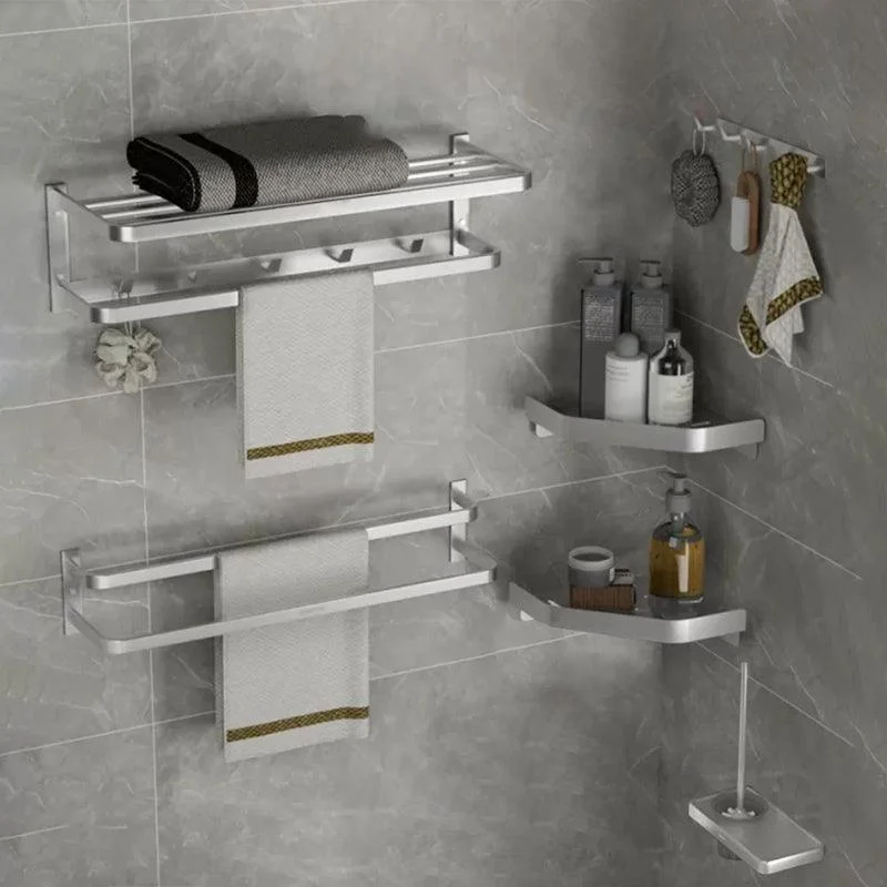 Modern Bath Hardware Set Silver Bath Shelf Towel Bar Bathroom Accessory Kit -Bathlova