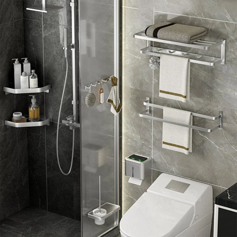 Modern Bath Hardware Set Silver Bath Shelf Towel Bar Bathroom Accessory Kit -Bathlova