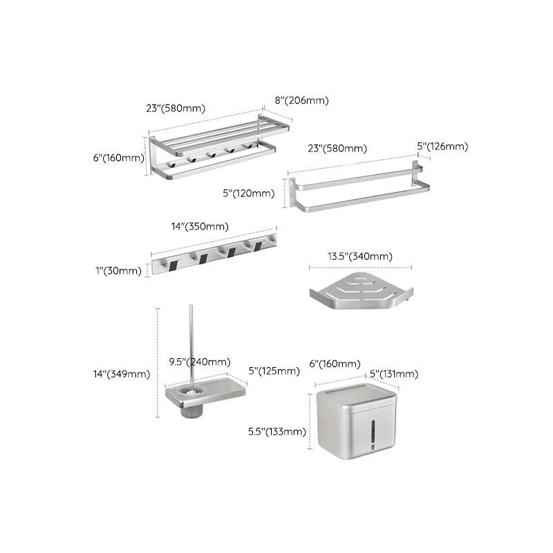 Modern Bath Hardware Set Silver Bath Shelf Towel Bar Bathroom Accessory Kit -Bathlova