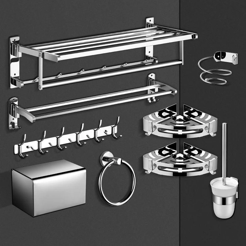 Modern Bath Hardware Set Silver Bathroom Accessories Hardware Set -Bathlova