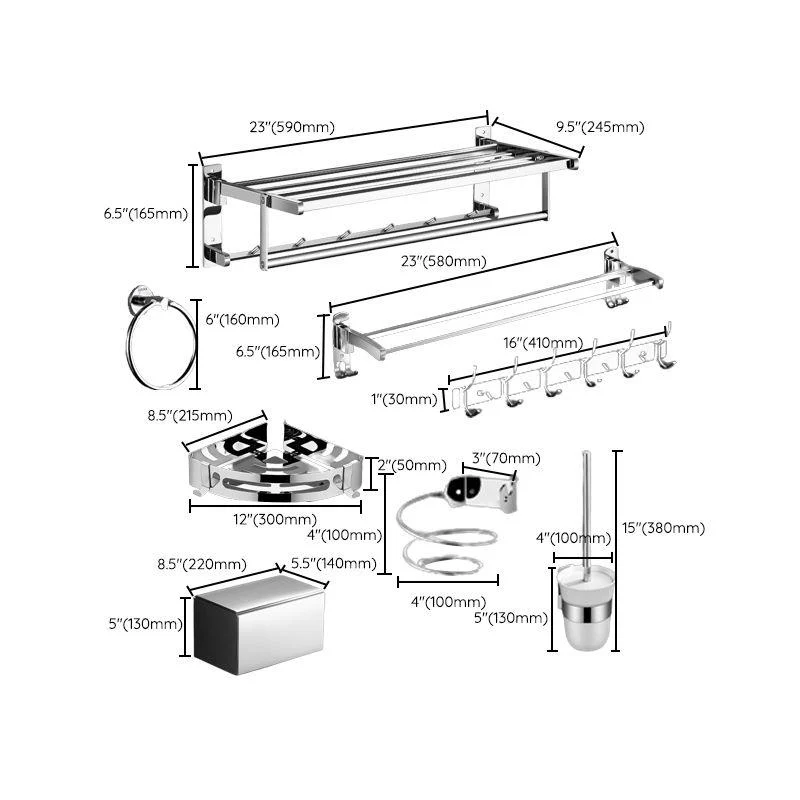 Modern Bath Hardware Set Silver Bathroom Accessories Hardware Set -Bathlova