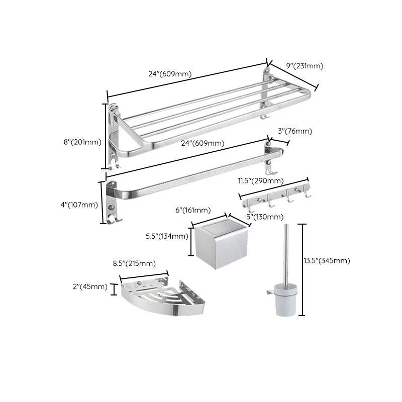 Modern Bath Hardware Set Stainless Steel Bath Shelf Paper Holder Bathroom Accessory Kit -Bathlova