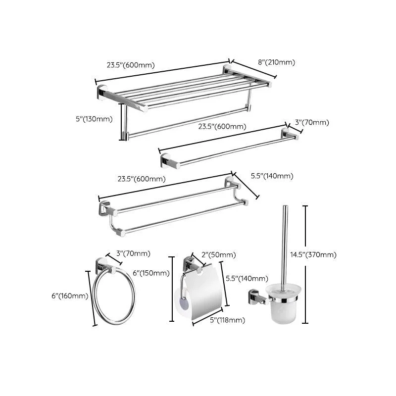 Modern Bath Hardware Set Stainless Steel Paper Holder Towel Bar Bathroom Accessory Kit -Bathlova