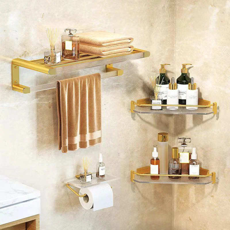 Modern Bath Hardware Set Towel Bar Bath Shelf Grey/Gold Bathroom Hardware Set -Bathlova