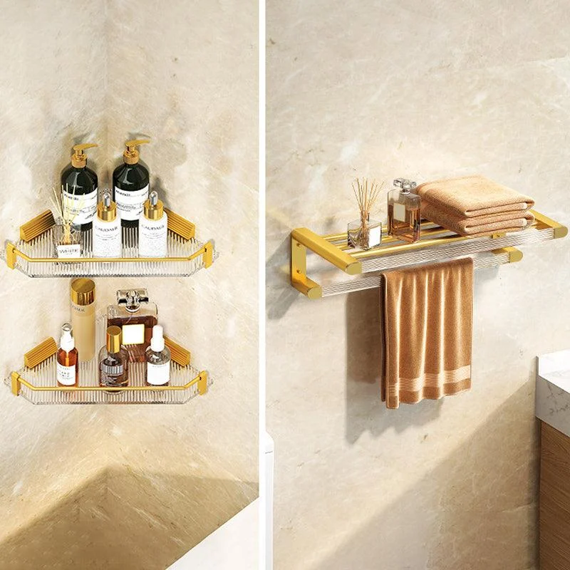 Modern Bath Hardware Set Towel Bar Bath Shelf Grey/Gold Bathroom Hardware Set -Bathlova