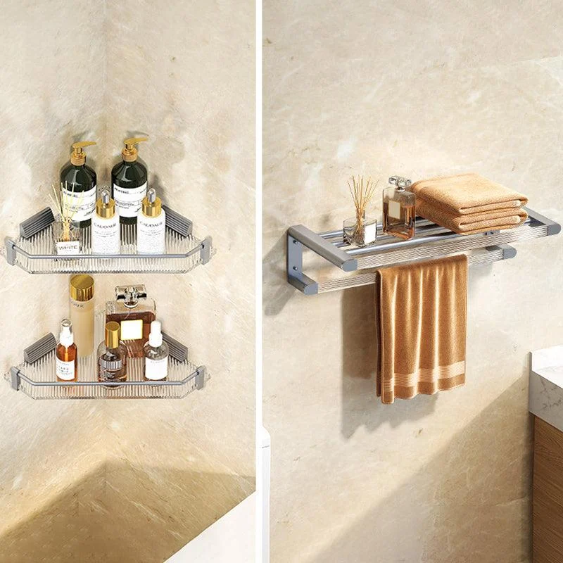 Modern Bath Hardware Set Towel Bar Bath Shelf Grey/Gold Bathroom Hardware Set -Bathlova