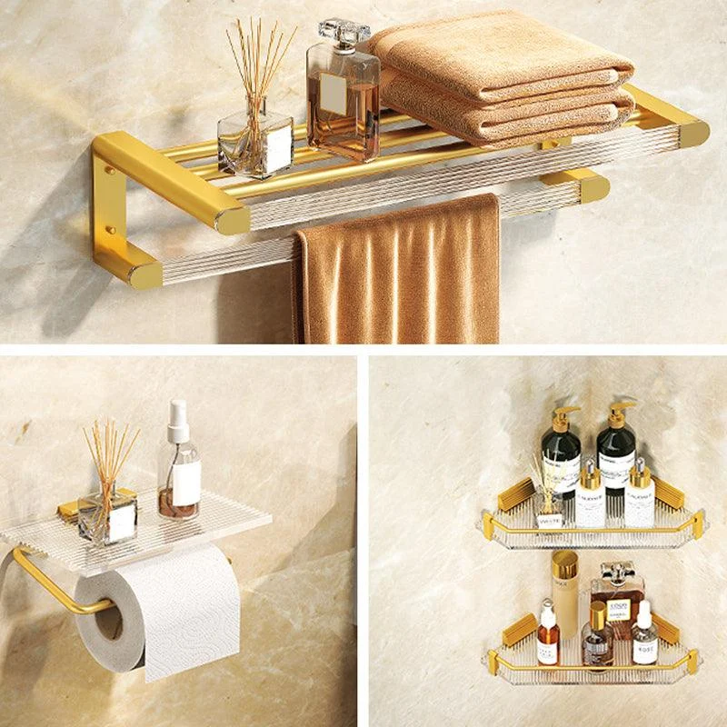 Modern Bath Hardware Set Towel Bar Bath Shelf Grey/Gold Bathroom Hardware Set -Bathlova